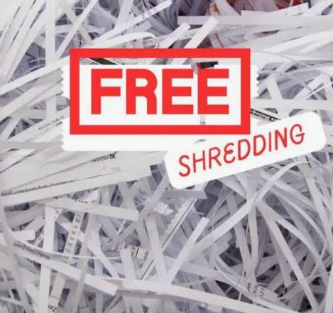 Tues. July 28, 9 to Noon, Bring docs to Dag Plaza for shredding